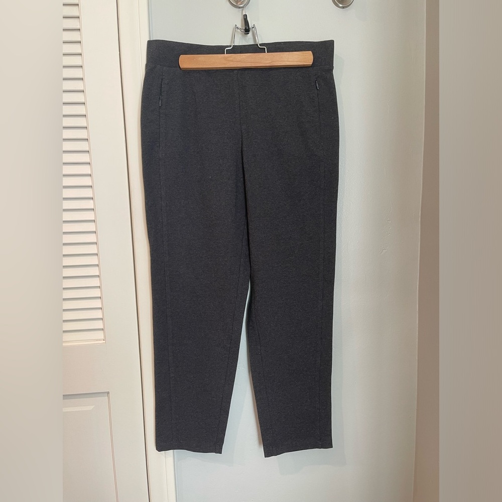 Talbots Petite charcoal gray pants, elastic waist, zippered pockets, size MP